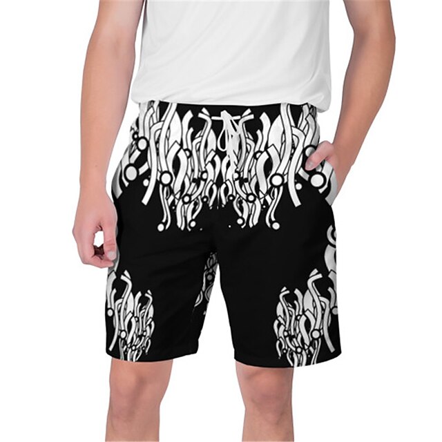 

Men's Streetwear Hawaiian Shorts Beach Shorts 3D Print Elastic Drawstring Design Short Pants Casual Daily Graphic Abstract Breathable Soft Mid Waist Black / White Blue White Orange S M L XL XXL