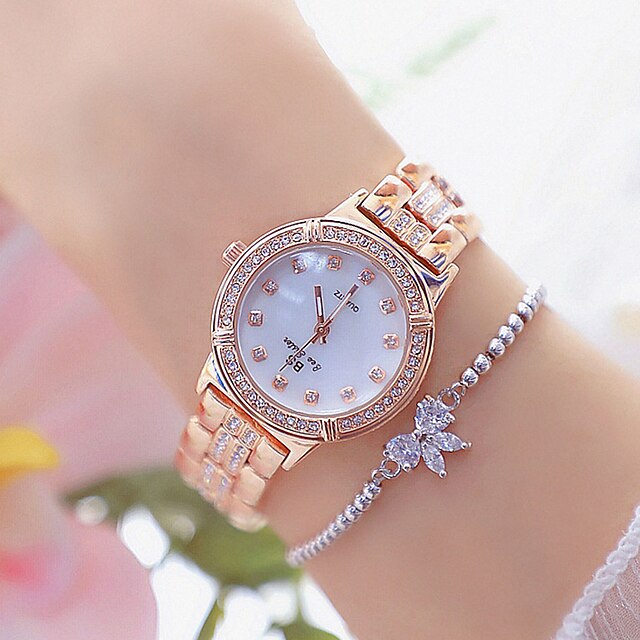 

SK Quartz Watch for Women Analog Quartz Stylish Glitter Luxury Sparkle Fashion Diamond Stainless Steel Stainless Steel Creative