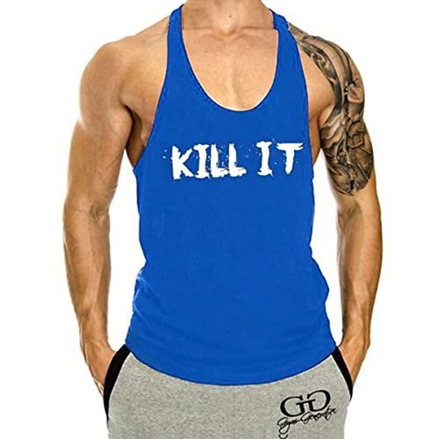 Men S Muscle Tank Tops Graphic Gym Training Workout Bodybuilding Fitness Sleeveless T Shirts