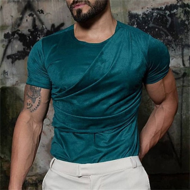 

Men's T shirt Solid Colored Crew Neck Casual Daily Short Sleeve Tops Lightweight Fashion Big and Tall Sports Blue-Green Brown Yellow