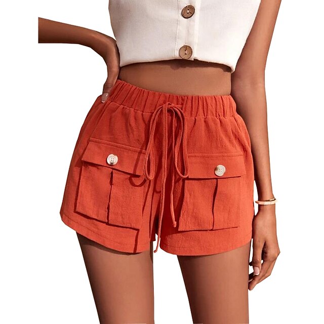 Womens Clothing Womens Bottoms | Womens Stylish Cargo Shorts Baggy Shorts Chinos Slacks Short Pants Casual Daily Micro-elastic S