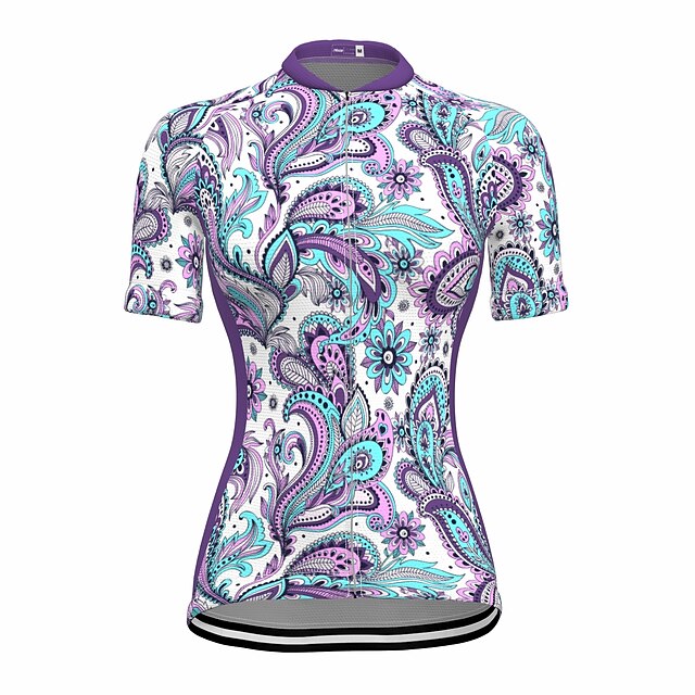 

21Grams Women's Short Sleeve Cycling Jersey Summer Spandex Purple Paisley Bike Top Mountain Bike MTB Road Bike Cycling Quick Dry Moisture Wicking Sports Clothing Apparel / Stretchy / Athleisure