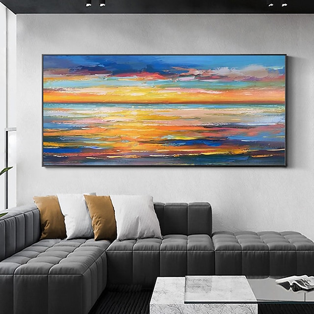  Oil Painting 100% Handmade Hand Painted Wall Art On Canvas Abstract Knife Painting Landscape Dusk For Home Decoration Decor Rolled Canvas No Frame Unstretched
