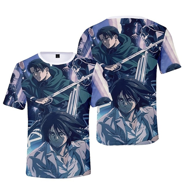 

Inspired by Attack on Titan levi ackerman Eren Jaeger Cosplay Costume T-shirt 100% Polyester Pattern Harajuku Graphic Kawaii T-shirt For Men's / Women's / Couple's