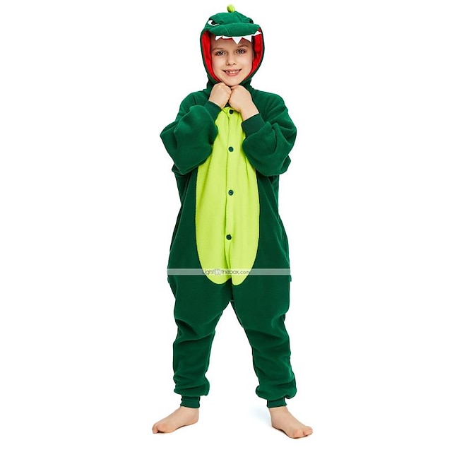 Toys & Hobbies Cosplay & Costumes | Kids Kigurumi Pajamas Dinosaur Animal Onesie Pajamas Polar Fleece Green Cosplay For Boys and