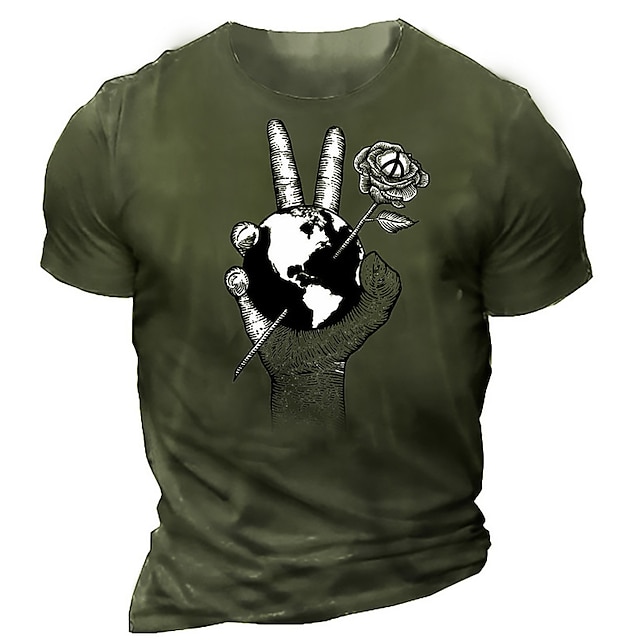 

Men's Unisex T shirt 3D Print Graphic Prints Earth Crew Neck Street Daily Print Short Sleeve Tops Casual Designer Nostalgic Big and Tall Green Gray