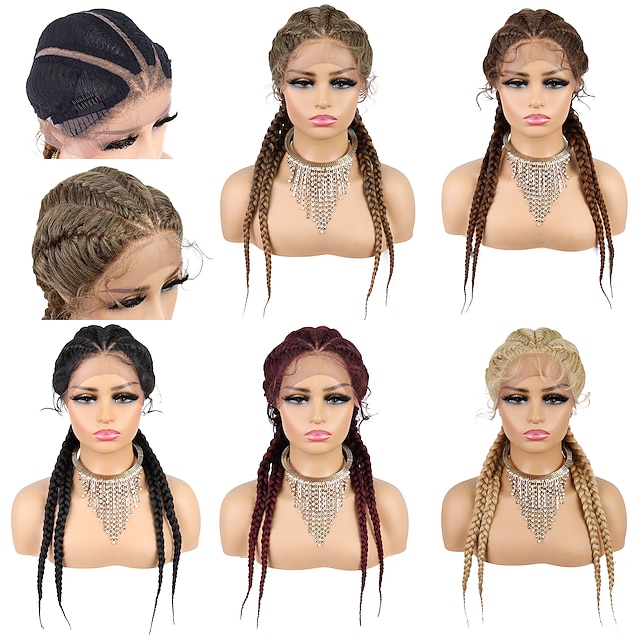 

Synthetic Lace Wig Plaited Style 26 inch Natural with Baby Hair 134 Closure Wig Female Wig Bleached Blonde Natural Black #1B Black / Dark Wine / Party Evening / Daily Wear
