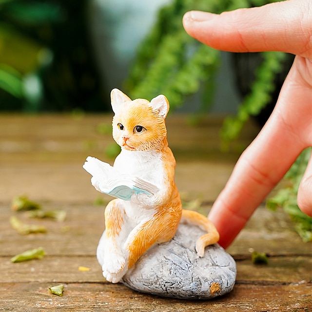 Home & Garden Home Decor | Decorative Gardening Sofa Cat/reading Cat/magnifying Glass Dog/two Snails/reading Squirrel/stone Read