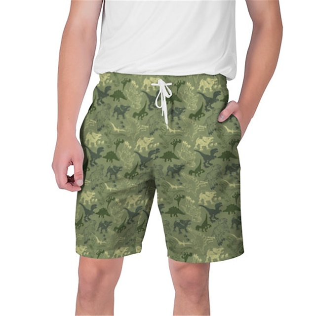 

Men's Streetwear Hawaiian Shorts Beach Shorts 3D Print Elastic Drawstring Design Short Pants Casual Daily Graphic Graffiti Breathable Soft Mid Waist Green Red Camouflage Green Light Blue S M L XL XXL