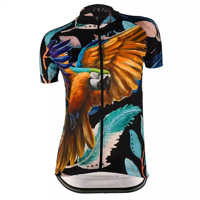 

21Grams Women's Short Sleeve Cycling Jersey Summer Spandex Orange Floral Botanical Bird Bike Top Mountain Bike MTB Road Bike Cycling Quick Dry Moisture Wicking Sports Clothing Apparel / Stretchy