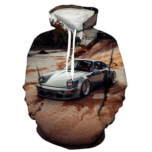 

Men's Pullover Hoodie Sweatshirt Graphic Car Front Pocket Print Casual Daily Weekend 3D Print Casual Designer Hoodies Sweatshirts Brown