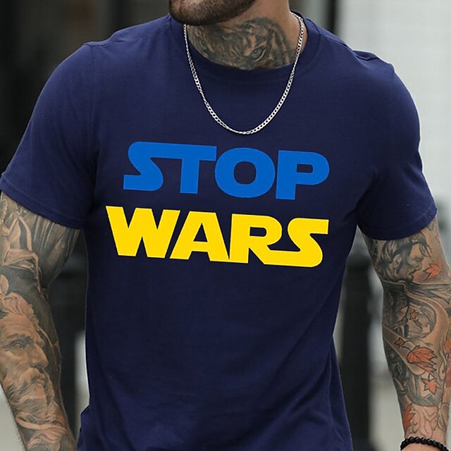 

Men's T shirt Hot Stamping Graphic Prints Letter Crew Neck Casual Daily Print Short Sleeve Tops Fashion Classic Big and Tall Sports Blue White Black