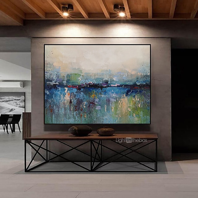  Hang festett olajfestmény Kézzel festett Vízszintes panoráma Absztrakt Tájkép Modern Tartalmazza belső keret
