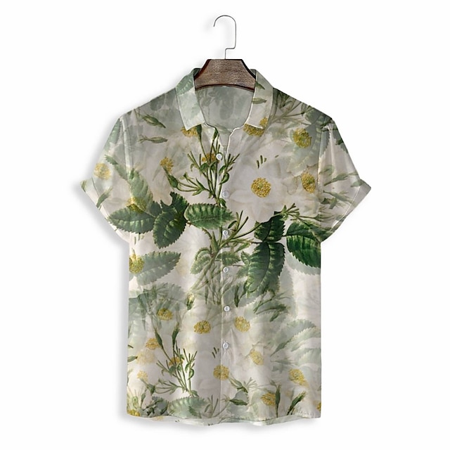 

Men's Shirt 3D Print Graphic Turndown Casual Daily 3D Print Short Sleeve Tops Casual Fashion Classic Beige