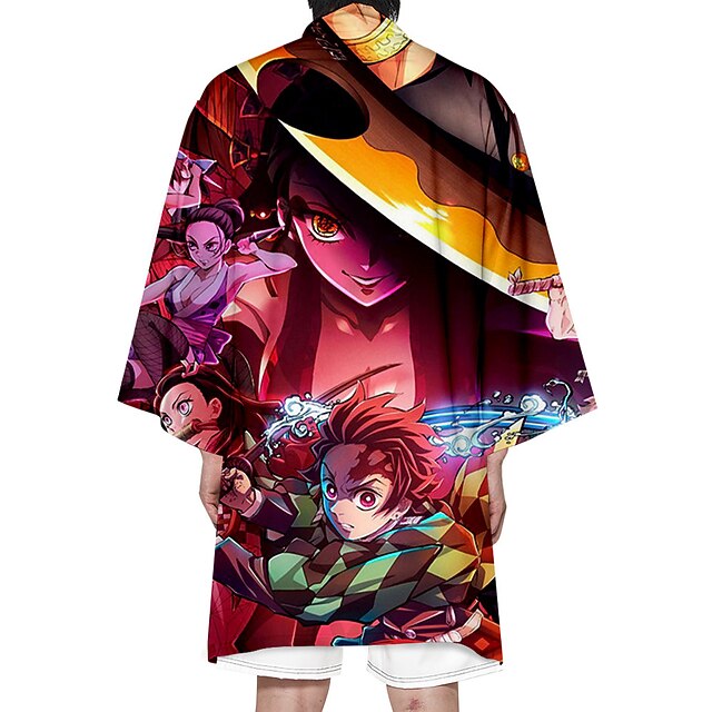 

Inspired by Demon Slayer: Kimetsu no Yaiba Kamado Tanjiro Daki Cosplay Costume Cartoon Terylene Anime Harajuku Graphic Kawaii Outerwear For Men's