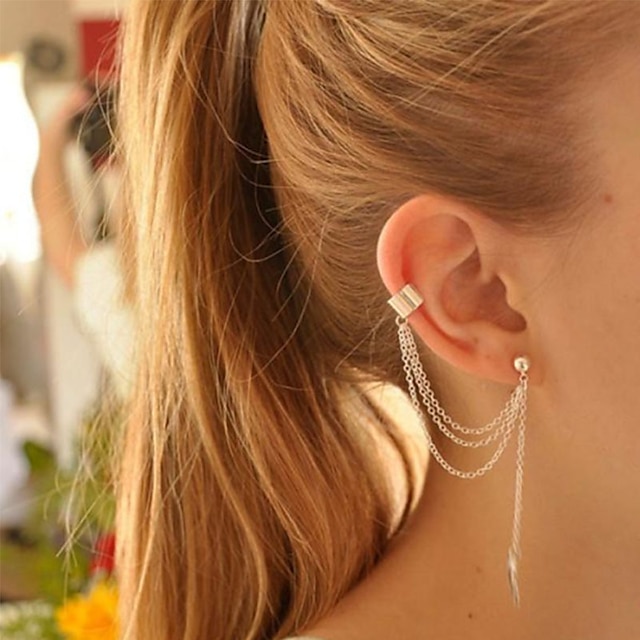  Clip pe cercei Cătușe pentru urechi For Pentru femei Petrecere Zi de Naștere Casual Argilă Aliaj Frunze Argint / Cercei