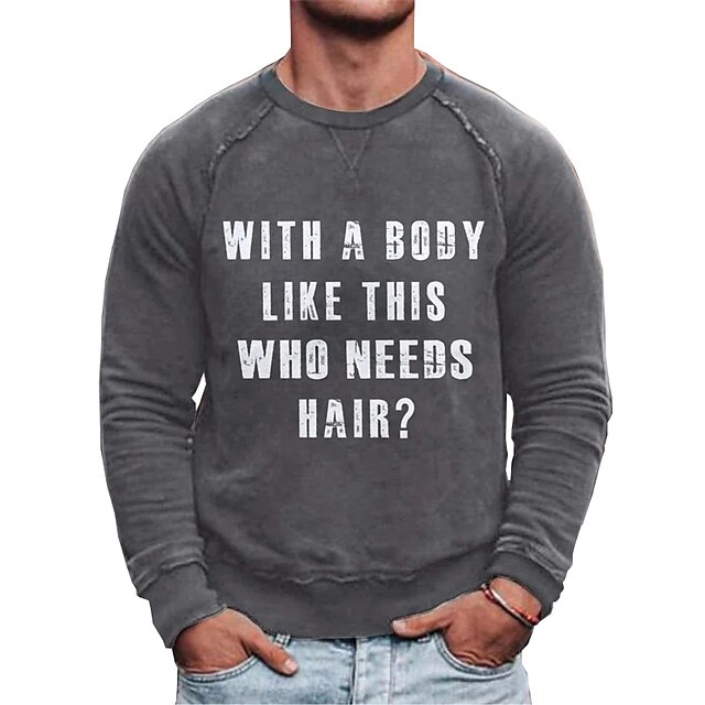 

Men's Sweatshirt Pullover Graphic Letter Print Sports Outdoor Casual Daily Hot Stamping Basic Casual Hoodies Sweatshirts Blue Black Gray