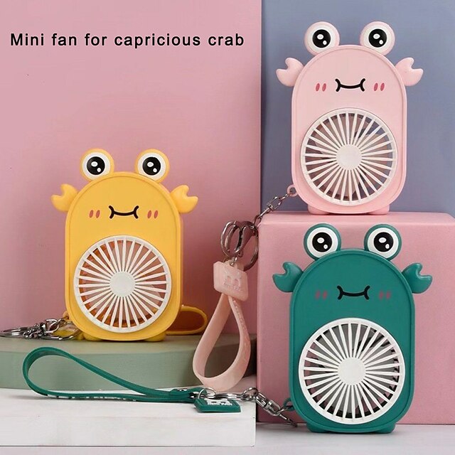  Dessin animé créatif mignon petit crabe de poche portable usb charge petit ventilateur extérieur porte-clés mini ventilateur
