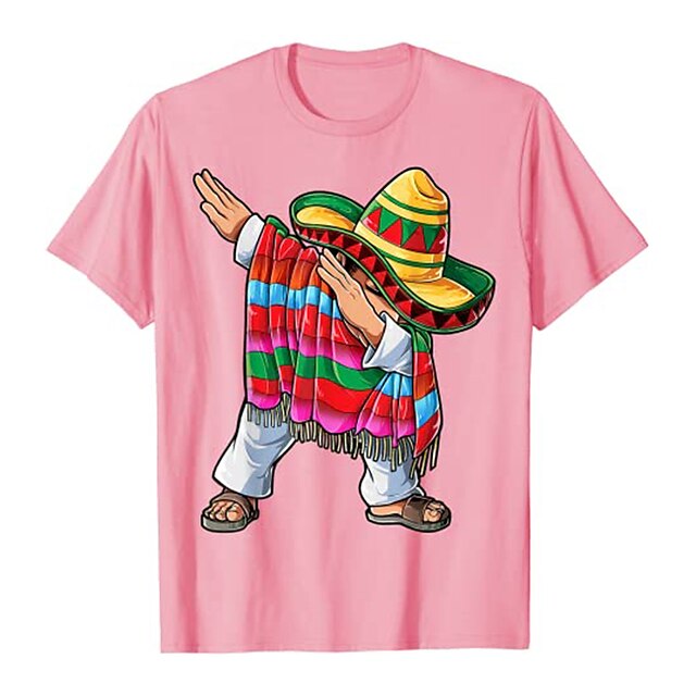 Toys & Hobbies Cosplay & Costumes | Inspired by Cinco de Mayo Fiesta Dabbing Mexican Poncho T-shirt Gym Top 100% Polyester Patte