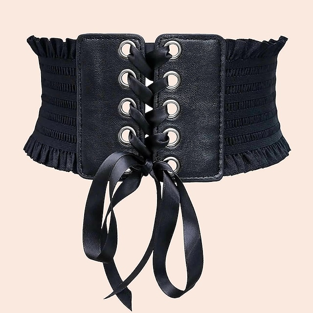  Pentru femei Unisex centura corset PU piele Polyester Fără cataramă Simplu Casual Clasic Petrecere Zilnic Negru