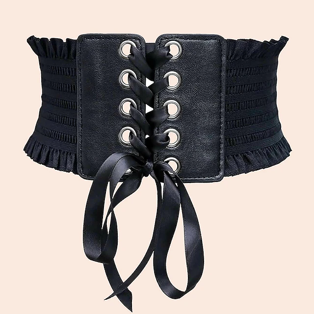 Women's Unisex Corset Belt PU Leather Buckle Free Plain Casual Classic Party Daily Black 6