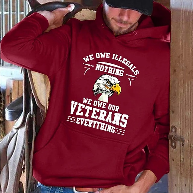 

Men's Pullover Hoodie Sweatshirt Graphic Eagle Letter Print Sports Outdoor Casual Daily Hot Stamping Basic Casual Hoodies Sweatshirts Blue Black Gray