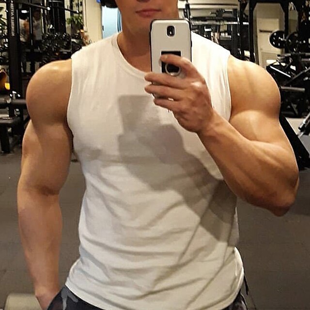 

Men's Tank Top Vest Undershirt Solid Colored Crew Neck Daily Sports Sleeveless Tops Cotton Simple Fashion Comfortable Blue White Black / Summer