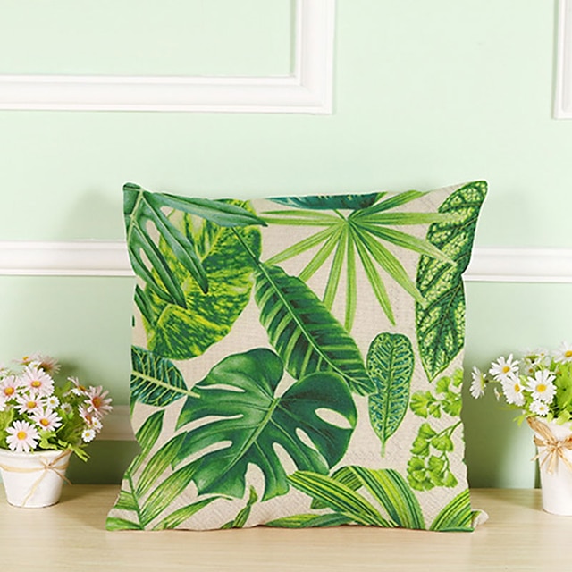  conjunto clássico de 6 fronha de algodão / capa de almofada, novidade botânica clássica retro tradicional / clássica almofada de linho falso para sofá sofá-cama poltrona verde
