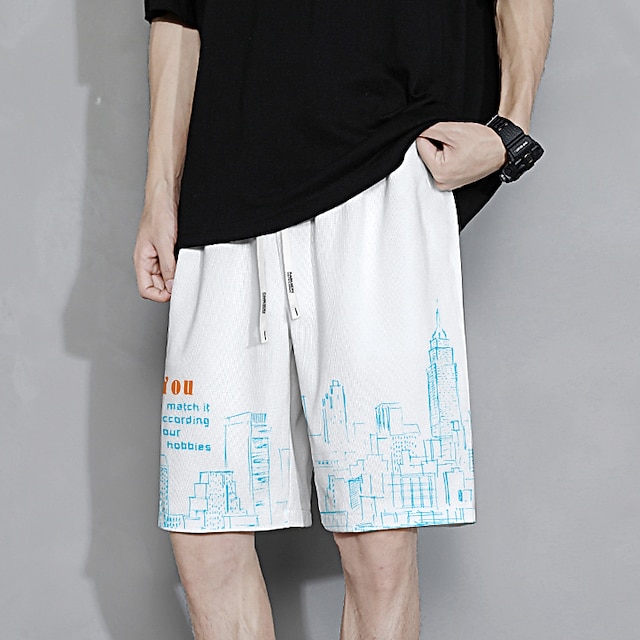 

Men's Shorts Athleisure Baggy Shorts Shorts Drawstring Print Short Pants Daily Micro-elastic Graphic Prints Outdoor Sports Mid Waist Green White Black Khaki M L XL XXL