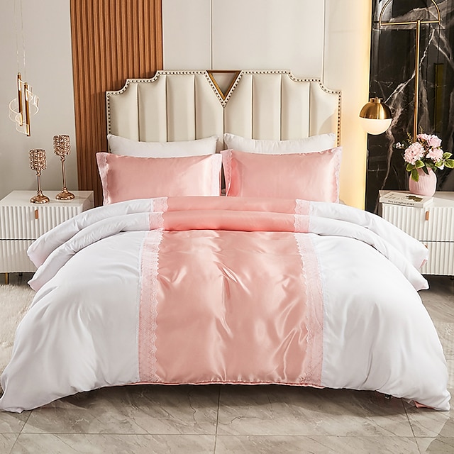 

3-Piece Duvet Cover Set Hotel Bedding Sets Comforter Cover with Soft Lightweight Microfiber, Include 1 Duvet Cover, 2 Pillowcases for Double/Queen/King(1 Pillowcase for Twin/Single)