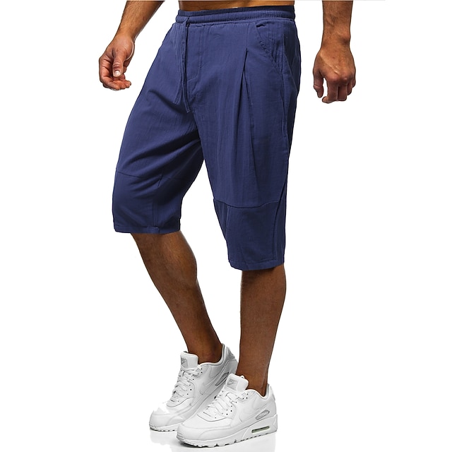 

Men's Simple Casual / Sporty Crop Knee Length Pants Casual Daily Micro-elastic Solid Colored Breathable Soft Mid Waist Gray Green Black Khaki Navy Blue M L XL XXL 3XL