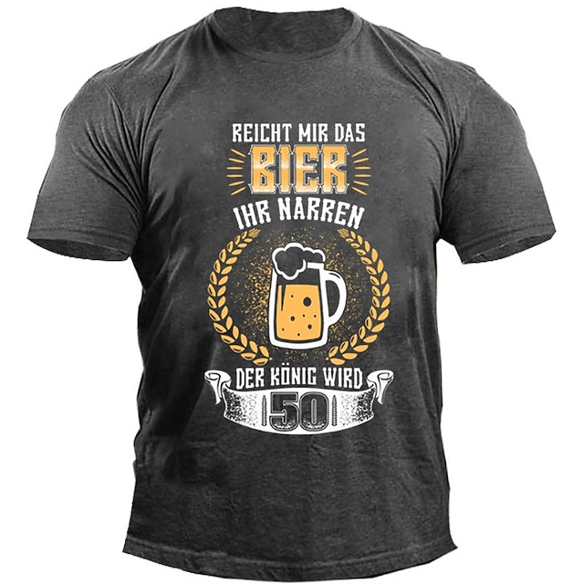 

Men's T shirt 3D Print Graphic Beer Letter Crew Neck Casual Daily Print Short Sleeve Tops Fashion Classic Comfortable Big and Tall Green Blue Black