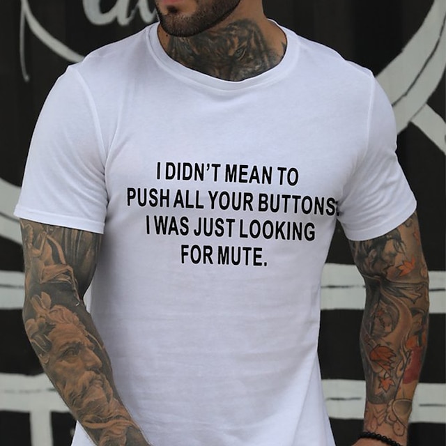 

Men's T shirt Hot Stamping Graphic Prints Letter Crew Neck Casual Daily Print Short Sleeve Tops Casual Comfortable Big and Tall Sports Blue White Black