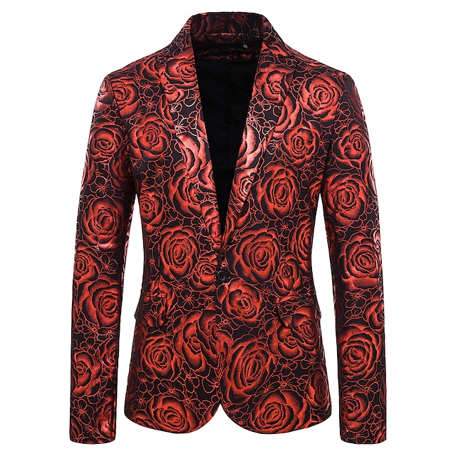 Mens Clothing Mens Outerwear | Mens Blazer Blazer Party Business Business Casual Floral Single Breasted One-button Regular Fit P