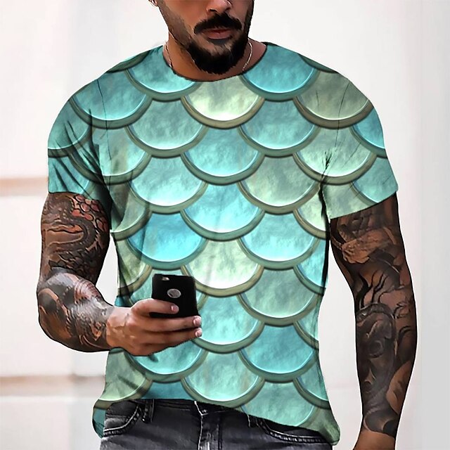

Men's Tee T shirt 3D Print Graphic Round Neck Casual Daily 3D Print Short Sleeve Tops Fashion Designer Cool Comfortable Blue