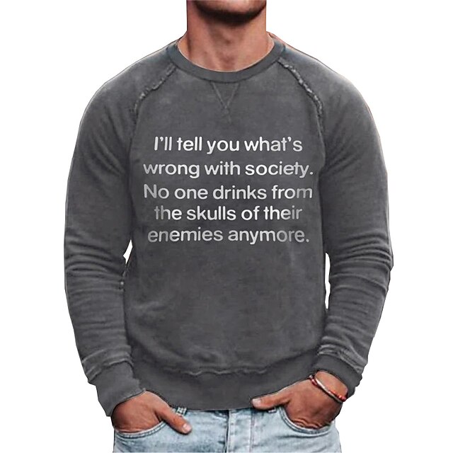 

Men's Sweatshirt Pullover Graphic Letter Print Sports Outdoor Casual Daily Hot Stamping Basic Casual Hoodies Sweatshirts Blue Black Gray