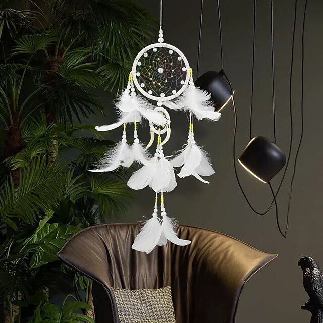 

Upgraded Sansheng III Dream Catcher Home Feather Crafts Pendant ar Mounted White Wedding Dream Catcher