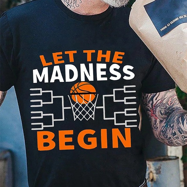 

Men's T shirt Hot Stamping Basketball Letter Crew Neck Casual Daily Print Short Sleeve Tops Lightweight Fashion Big and Tall Sports White Black Gray