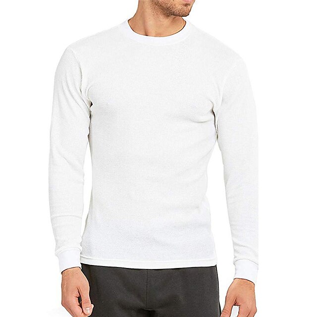 

Men's T shirt Solid Colored Crew Neck Daily Sports Long Sleeve Tops Simple Fashion Comfortable White Black Royal Blue