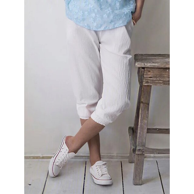 

Women's Casual / Sporty Athleisure Jogger Sweatpants Side Pockets Calf-Length Pants Casual Weekend Inelastic Plain Comfort Mid Waist Green White Pink Beige S M L XL XXL