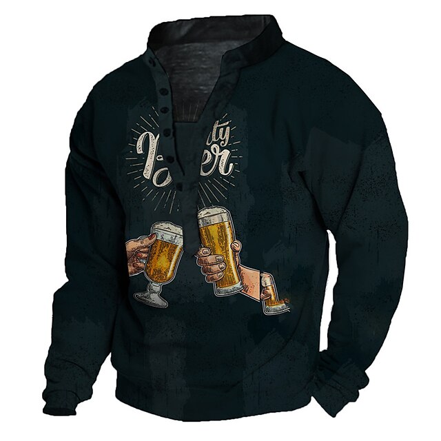 

Men's Unisex Sweatshirt Pullover Graphic Prints Beer Print Casual Daily Sports 3D Print Casual Designer Hoodies Sweatshirts Long Sleeve Black