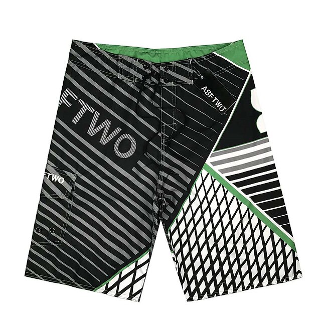 

Men's Chic Modern Hawaiian Board Shorts Beach Shorts Print Knee Length Pants Casual Daily Micro-elastic Color Block Stripe Breathable Quick Dry Mid Waist Green Blue Black Light Green Red 30 32 34