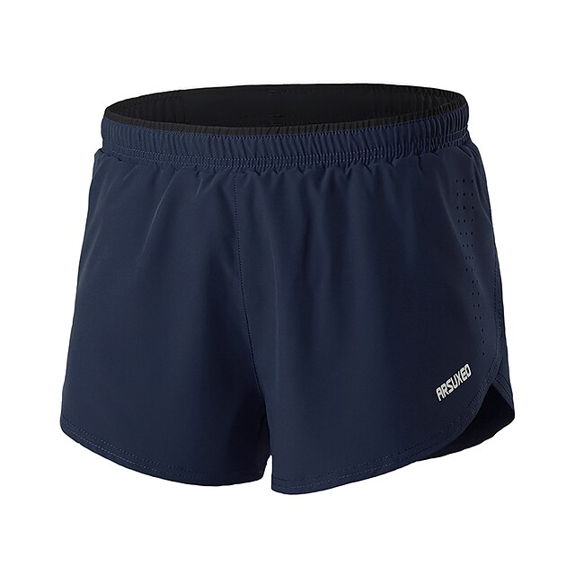  Men's Running Shorts with mesh liner Sports Shorts Solid Colored Quick Dry Split Zipper Pocket Dark Grey Wine Dark Blue / Micro-elastic / Athleisure