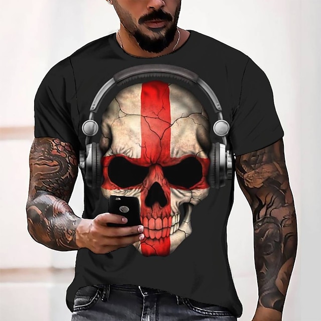 

Men's Tee T shirt 3D Print Graphic Round Neck Casual Daily 3D Print Short Sleeve Tops Fashion Designer Cool Comfortable Black
