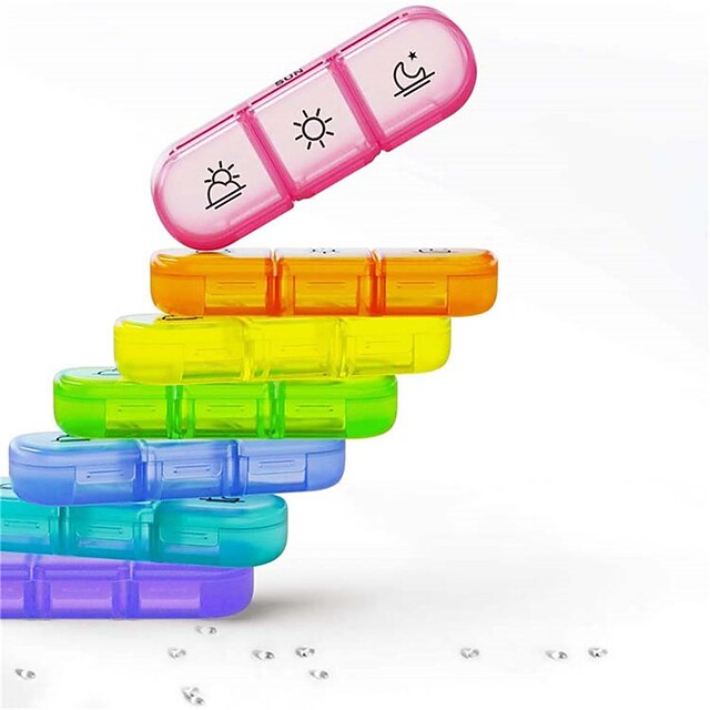 Home & Garden Home Decor | Moisture-proof Seven-day 21-grid Rainbow Pill Box Seven Days A Week 21-grid Pill Box Classification B