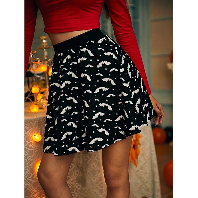 

Women's Mini Skirts Weekend Galaxy Star Print Ruched White Black One-Size S M