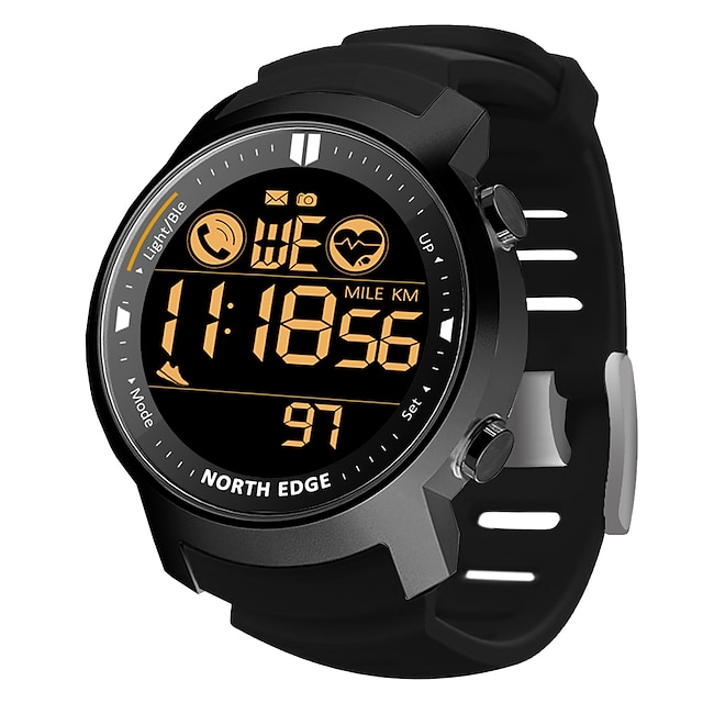 

NORTH EDGE Digital Watch for Men Digital Digital Classic Outdoor Waterproof Alarm Clock Stopwatch Metal Silicone Military Warship / One Year