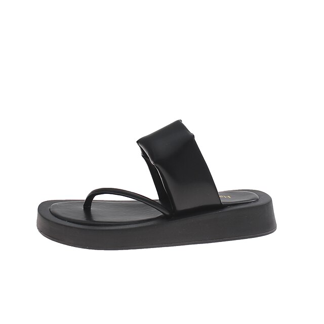 

Women's Slippers Flat Heel Minimalism Daily PU Leather Loafer Summer Solid Colored Black Pink Yellow