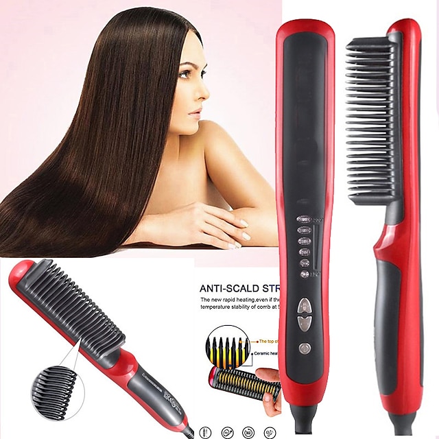 Ceramic Hair Straightener Flat Irons Straightening Brush Beard Straightener  Hot Heating Comb Anti-Scalding Men Beard Straightener 9025780 2022 – $12.99