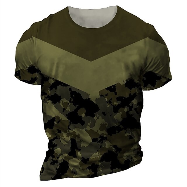 

Men's T shirt 3D Print Graphic Camo / Camouflage Crew Neck Casual Daily Print Short Sleeve Tops Fashion Vintage Designer Big and Tall Army Green